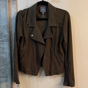Lysse Olive Moto-Style Suede Leather Jacket